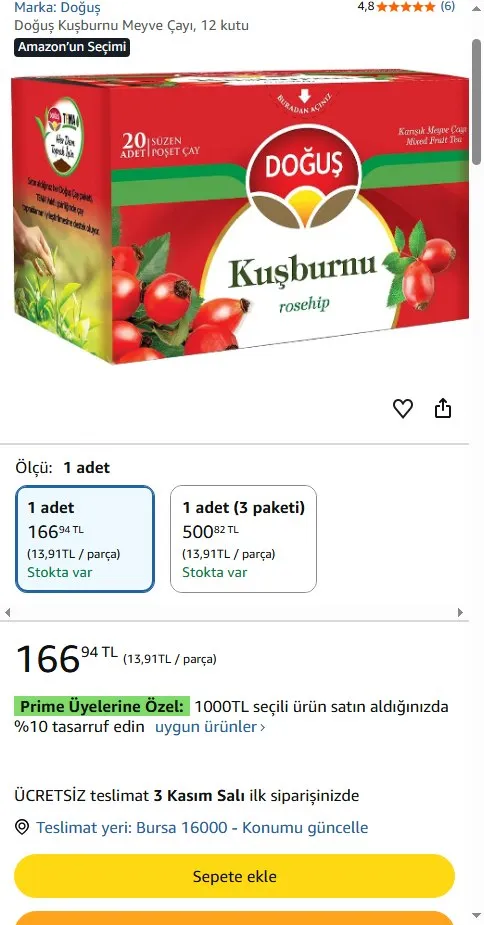Doğuş Kuşburnu Meyve Çayı, 12 kutu