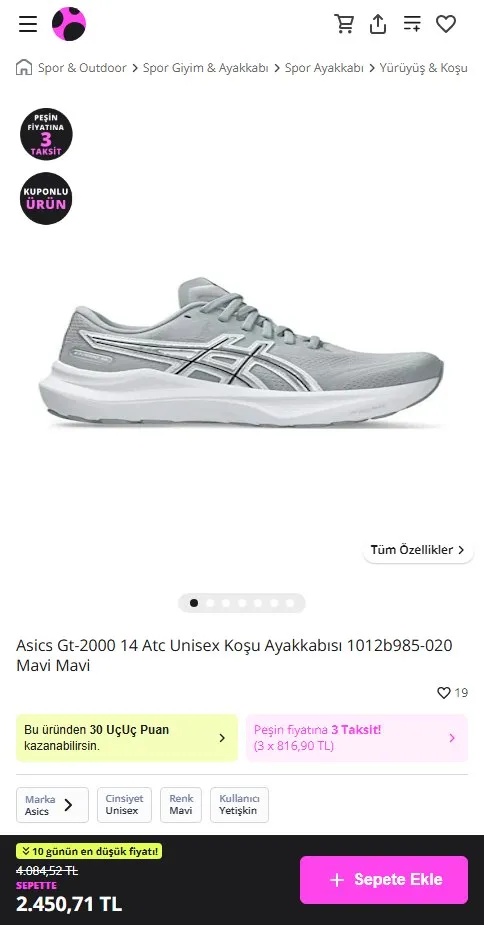 Asics Gt-2000 14 Atc Unisex Koşu Ayakkabısı 1012b985-020 Mavi Mavi