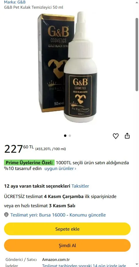 G&B Pet Kulak Temizleyici 50 ml