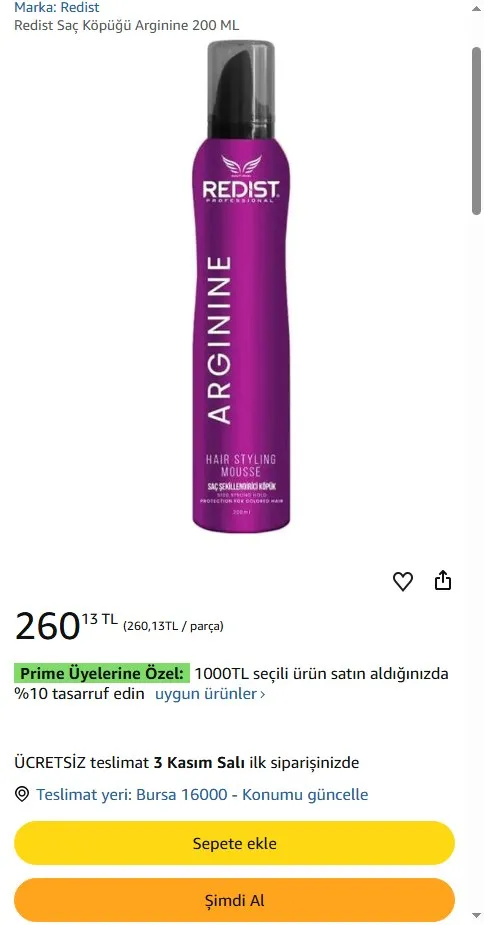 Redist Saç Köpüğü Arginine 200 ML