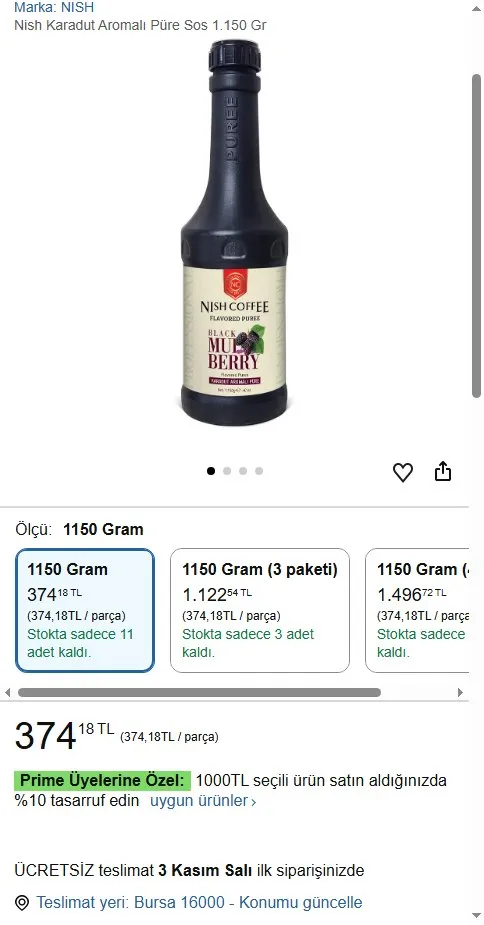 Nish Karadut Aromalı Püre Sos 1.150 Gr