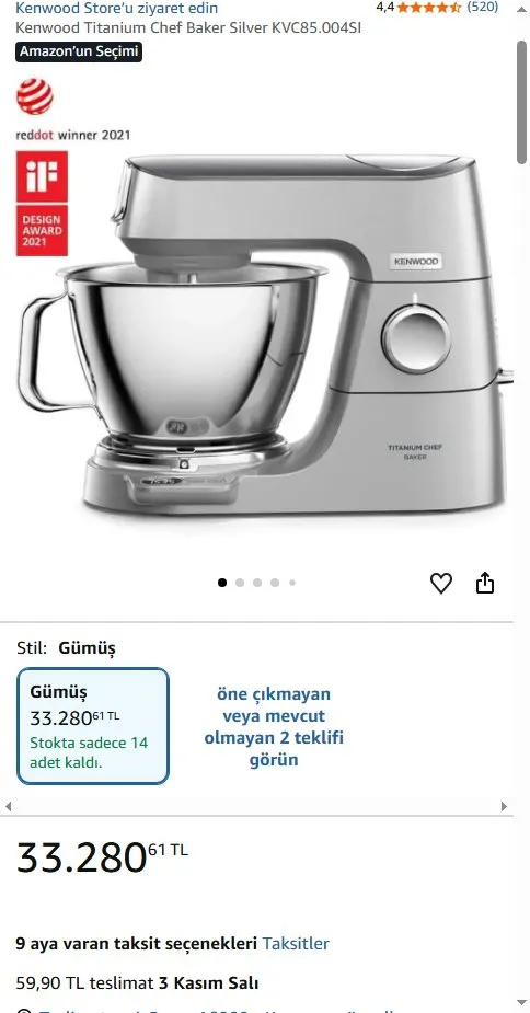 Kenwood Titanium Chef Baker Silver KVC85.004SI