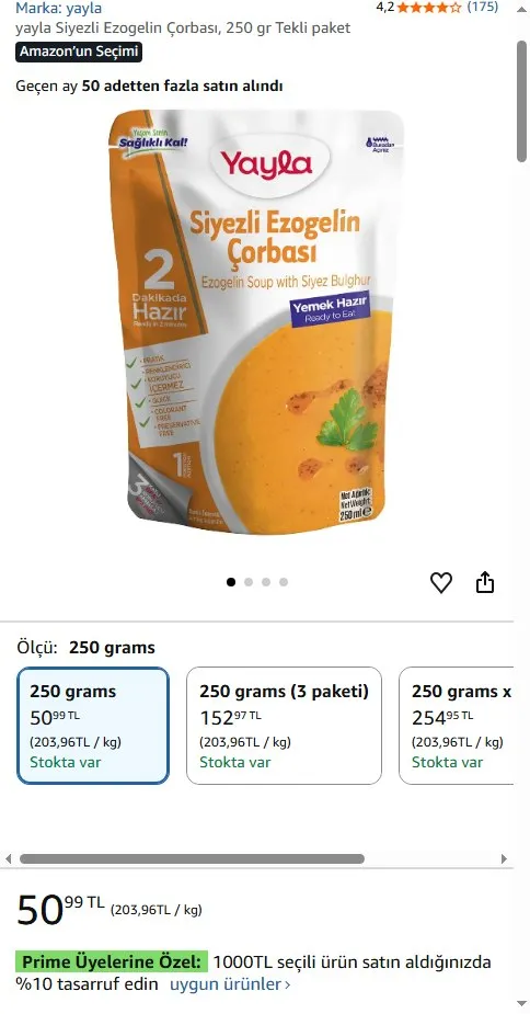 yayla Siyezli Ezogelin Çorbası, 250 gr Tekli paket