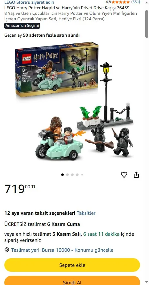 LEGO Harry Potter Hagrid ve Harry’nin Privet Drive Kaçışı 76459