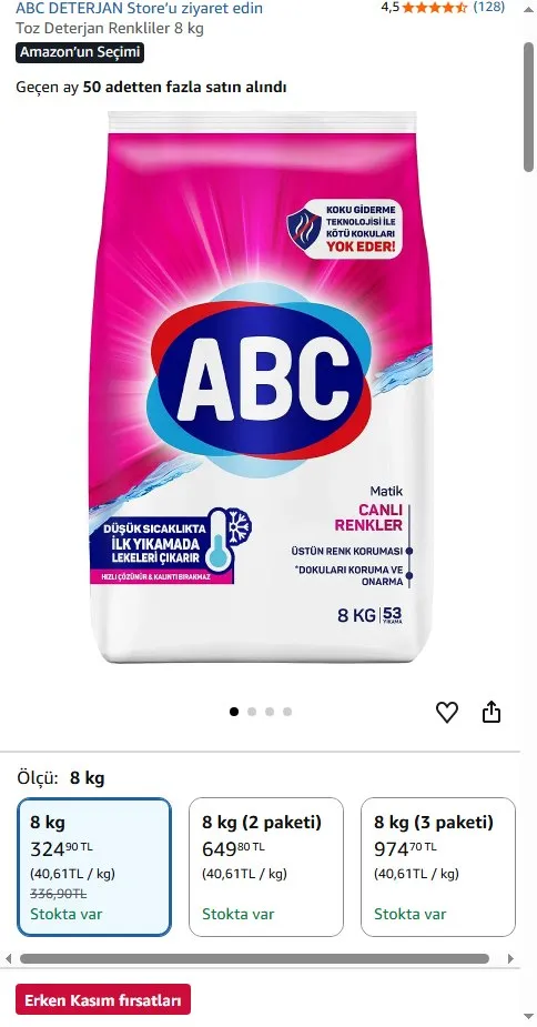Toz Deterjan Renkliler 8 kg