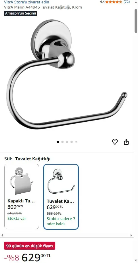 VitrA Marin A44946 Tuvalet Kağıtlığı, Krom