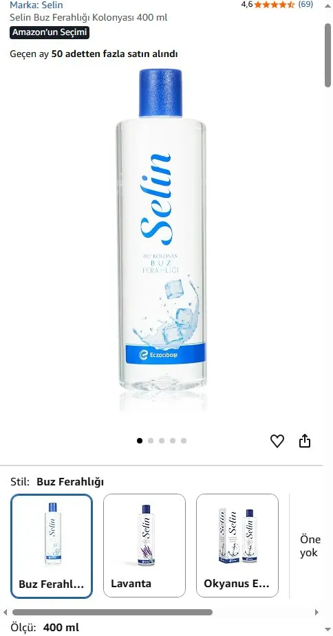 Selin Buz Ferahlığı Kolonyası 400 ml