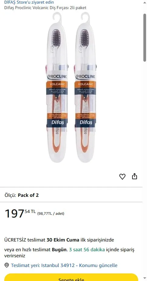 Difaş Proclinic Volcanic Diş Fırçası 2li paket