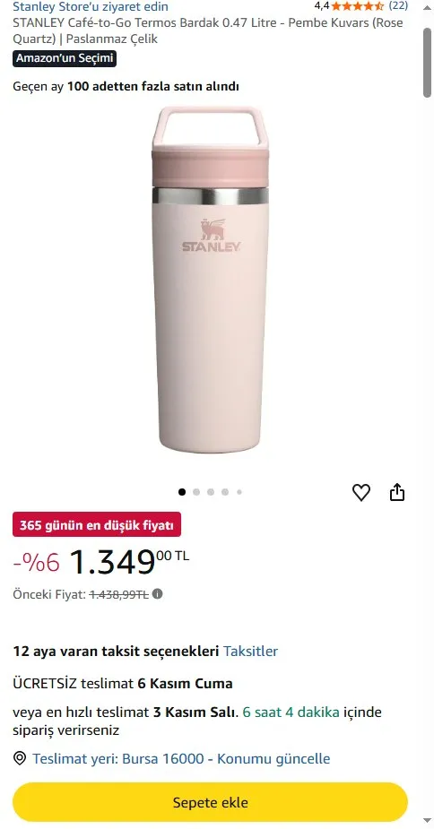 STANLEY Café-to-Go Termos Bardak 0.47 Litre - Pembe Kuvars (Rose Quartz) | Paslanmaz Çelik