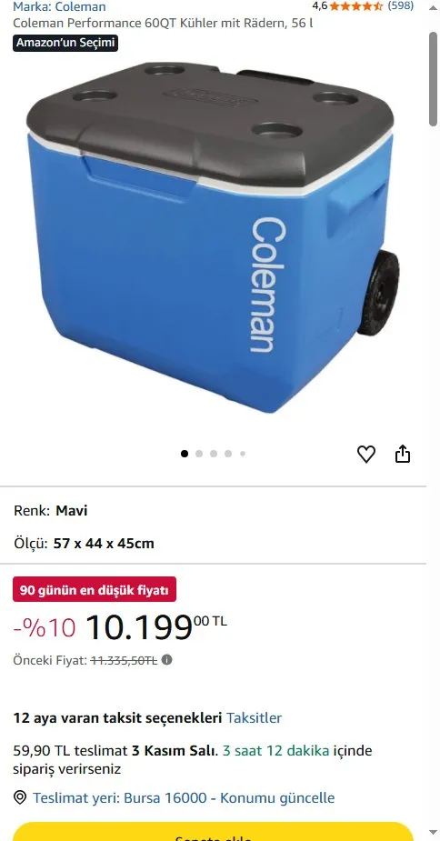 Coleman Performance 60QT Kühler mit Rädern, 56 l