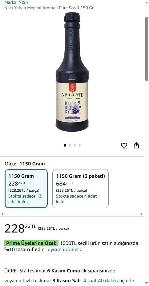 Nish Yaban Mersini Aromalı Püre Sos 1.150 Gr