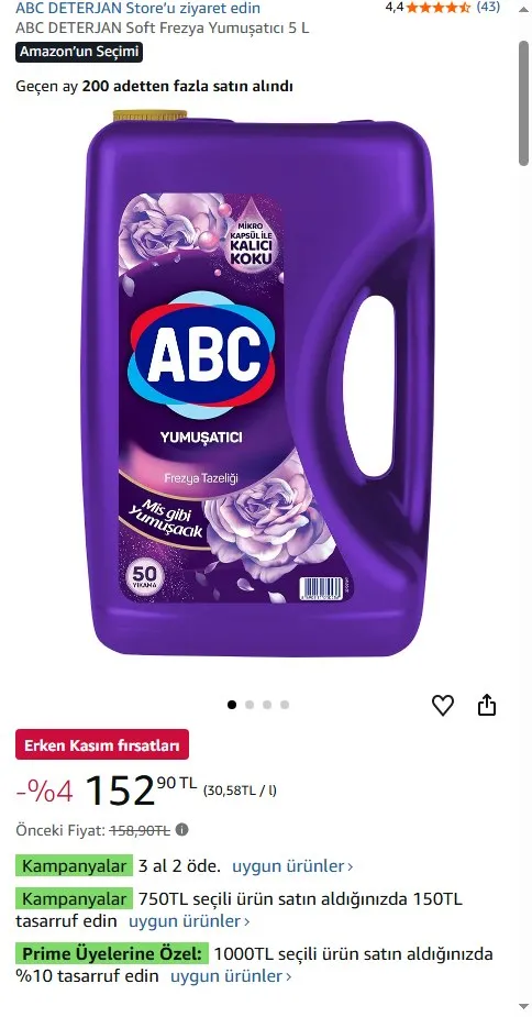 ABC DETERJAN Soft Frezya Yumuşatıcı 5 L