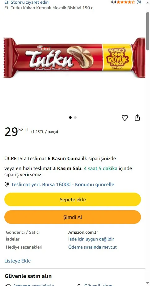 Eti Tutku Kakao Kremalı Mozaik Bisküvi 150 g