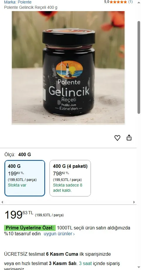 Polente Gelincik Reçeli 400 g