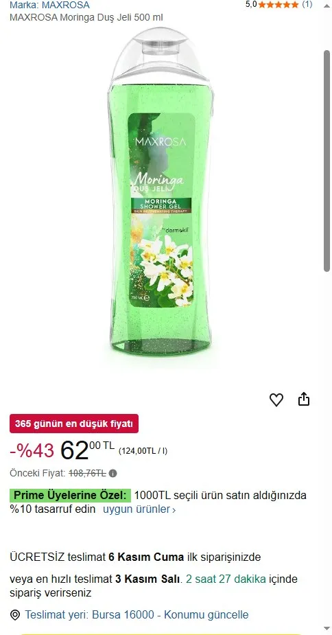 MAXROSA Moringa Duş Jeli 500 ml