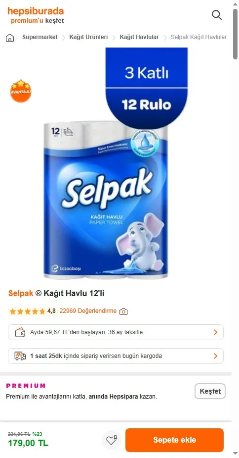 Selpak ® Kağıt Havlu 12'li