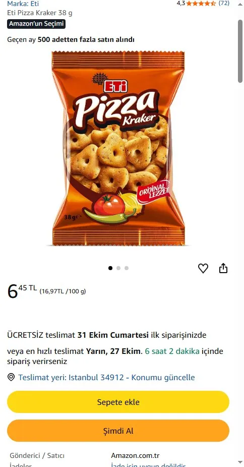 Eti Pizza Kraker 38 g