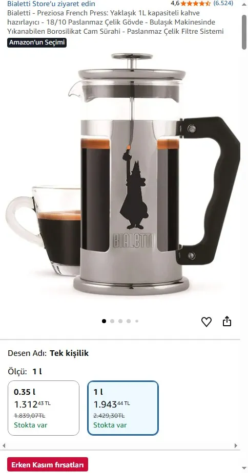 Bialetti - Preziosa French Press: Yaklaşık 1L kapasiteli kahve hazırlayıcı - 18/10 Paslanmaz Çelik Gövde - Bulaşık Makinesinde Yıkanabilen Borosilikat Cam Sürahi - Paslanmaz Çelik Filtre Sistemi