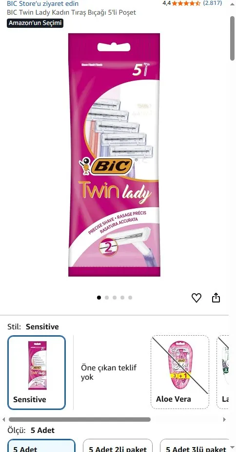 BIC Twin Lady Kadın Tıraş Bıçağı 5'li Poşet