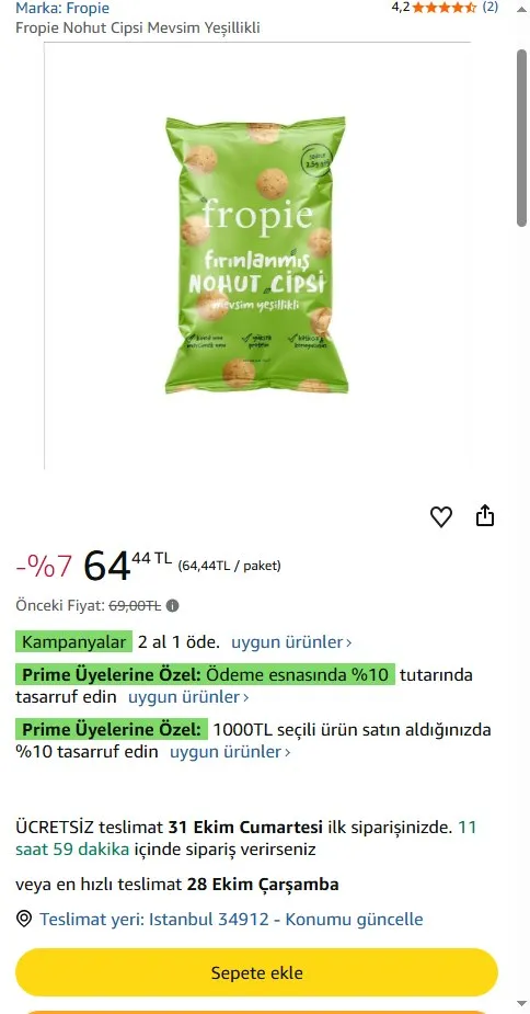 Fropie Nohut Cipsi Mevsim Yeşillikli