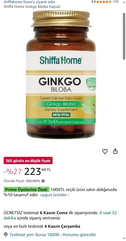 Shiffa Home Ginkgo Biloba Kapsül