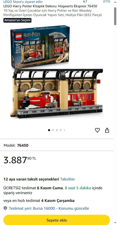 LEGO Harry Potter Kitaplık Dekoru: Hogwarts Ekspresi 76450