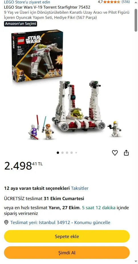 LEGO Star Wars V-19 Torrent Starfighter 75432