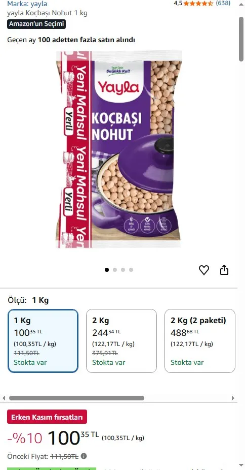 yayla Koçbaşı Nohut 1 kg