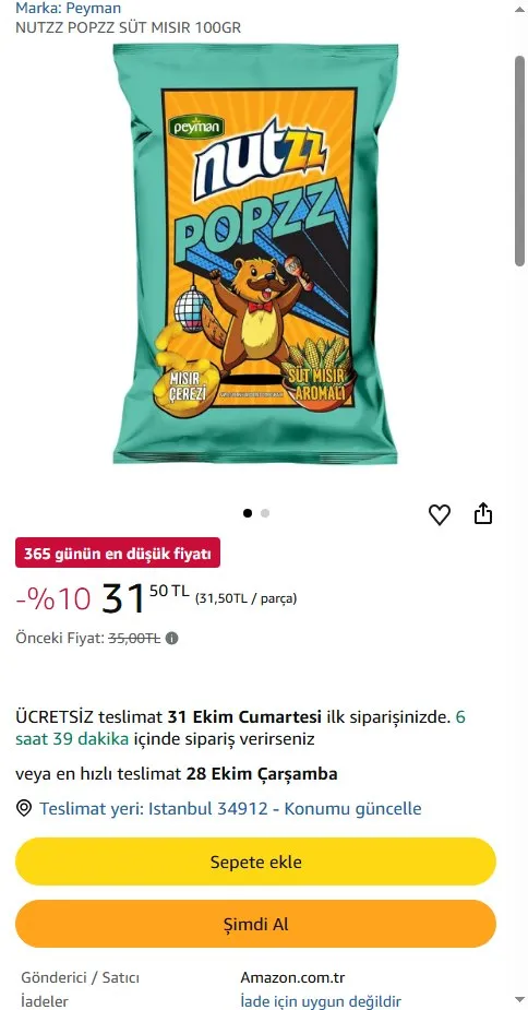 NUTZZ POPZZ SÜT MISIR 100GR