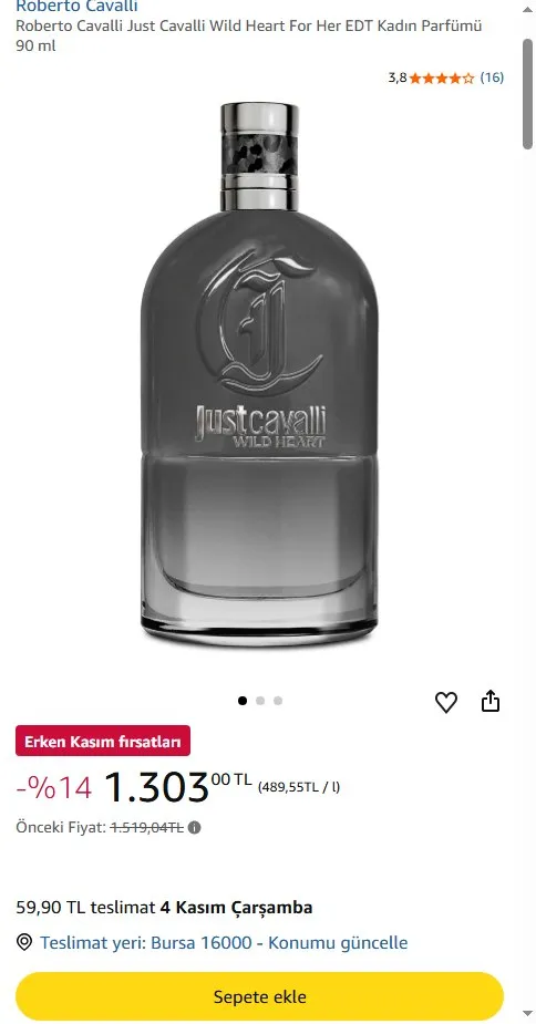 Roberto Cavalli Just Cavalli Wild Heart For Her EDT Kadın Parfümü 90 ml