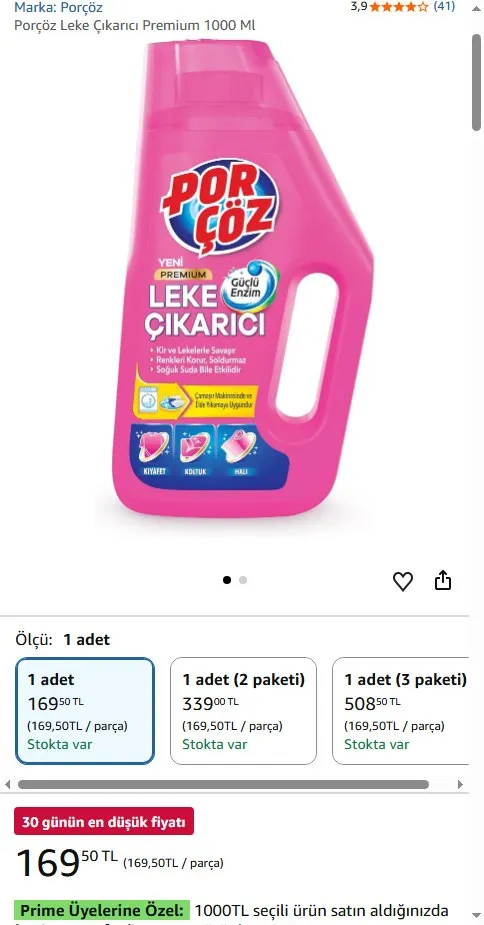 Porçöz Leke Çıkarıcı Premium 1000 Ml