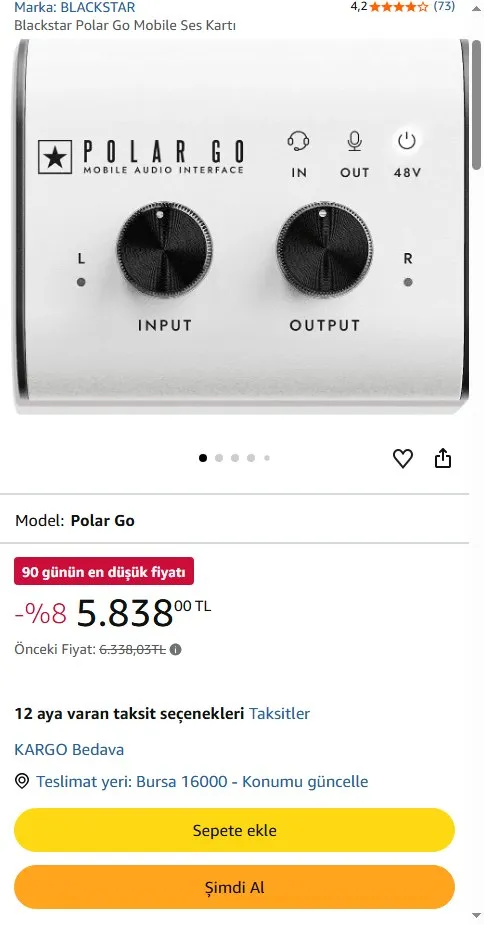 Blackstar Polar Go Mobile Ses Kartı