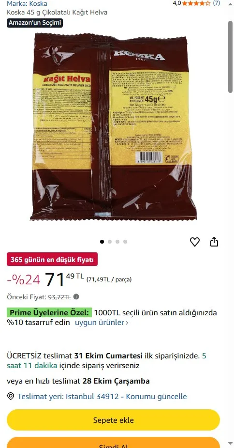 Koska 45 g Çikolatalı Kağıt Helva