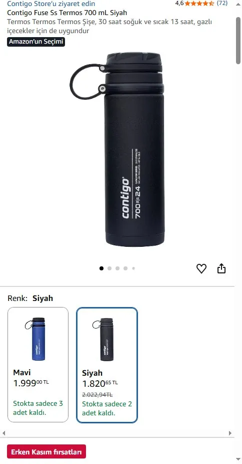 Contigo Fuse Ss Termos 700 mL Siyah
