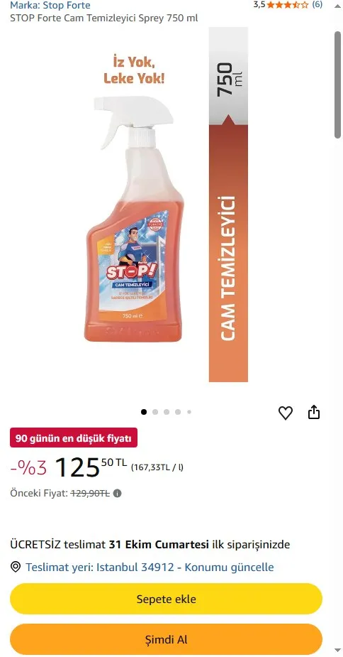STOP Forte Cam Temizleyici Sprey 750 ml