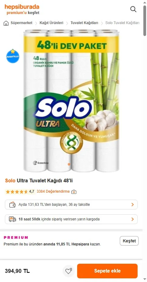 Solo Ultra Tuvalet Kağıdı 48'li