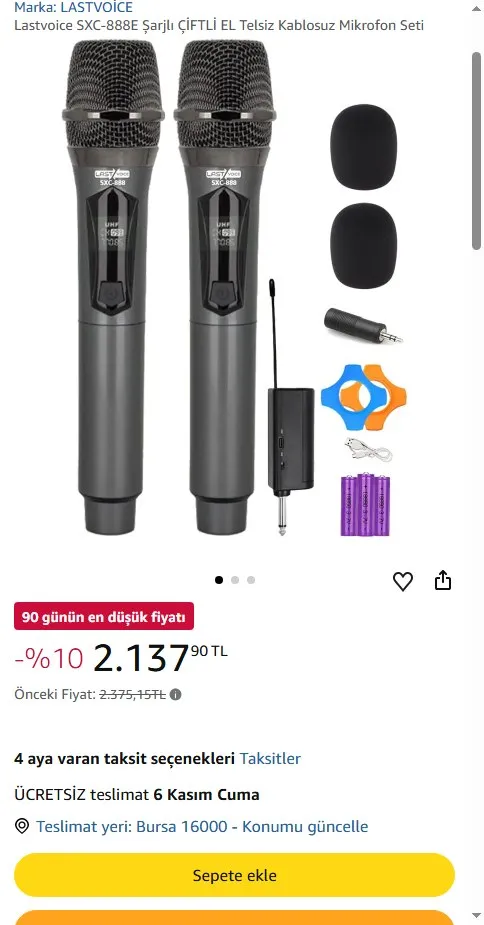 Lastvoice SXC-888E Şarjlı ÇİFTLİ EL Telsiz Kablosuz Mikrofon Seti