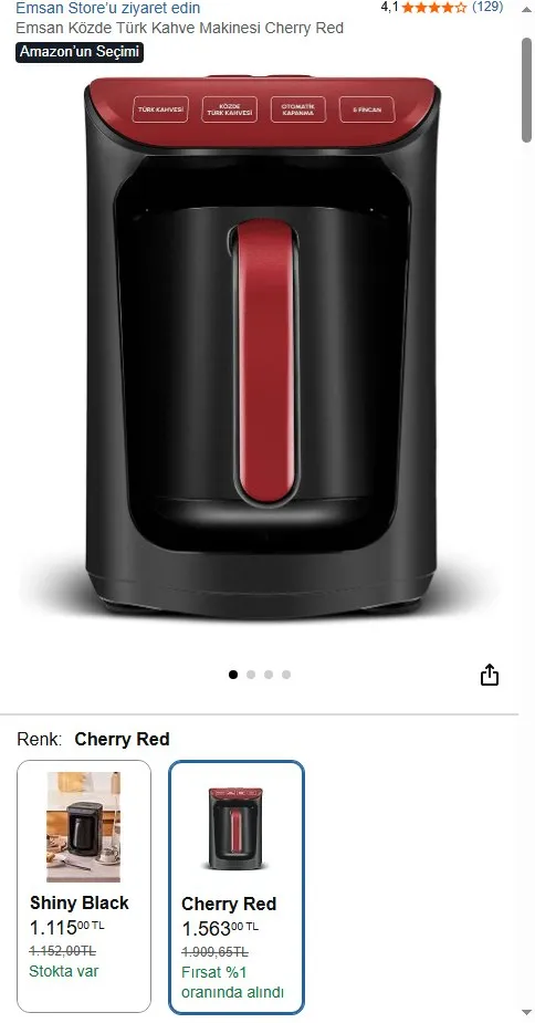 Emsan Közde Türk Kahve Makinesi Cherry Red
