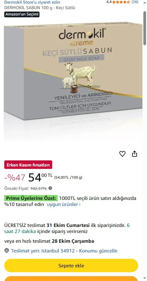 DERMOKİL SABUN 100 g - Keçi Sütlü
