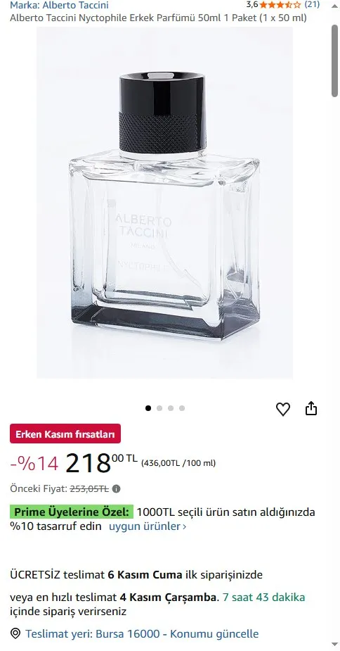 Alberto Taccini Nyctophile Erkek Parfümü 50ml 1 Paket (1 x 50 ml)