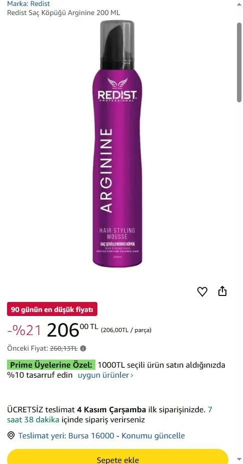 Redist Saç Köpüğü Arginine 200 ML