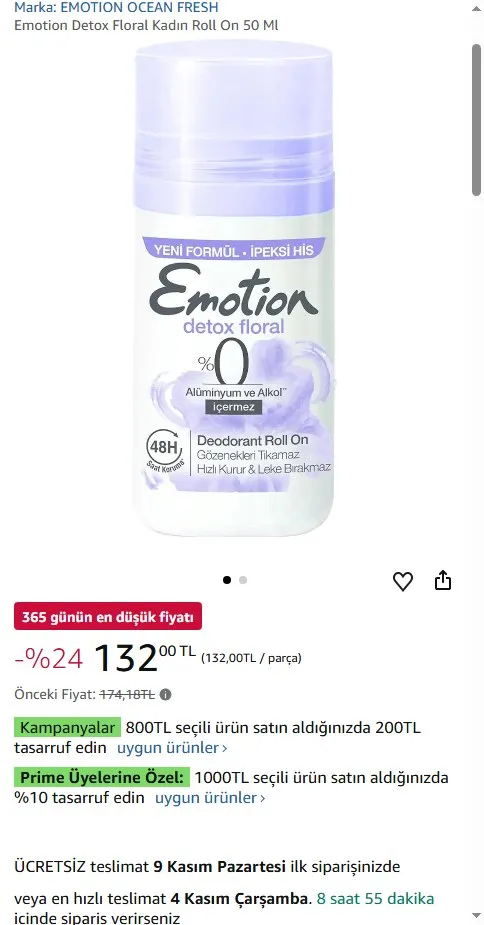 Emotion Detox Floral Kadın Roll On 50 Ml