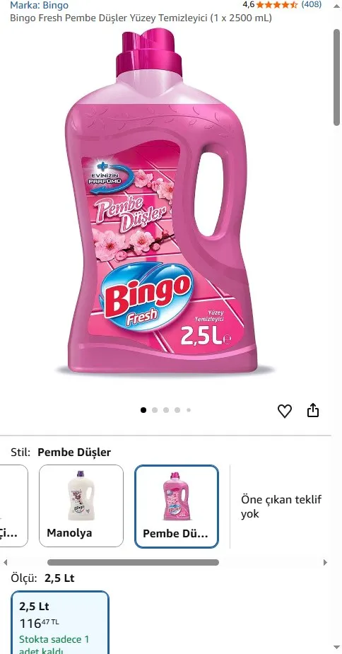 Bingo Fresh Pembe Düşler Yüzey Temizleyici (1 x 2500 mL)
