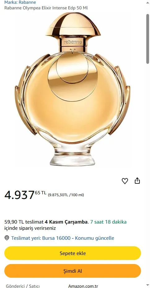 Rabanne Olympea Elixir Intense Edp 50 Ml