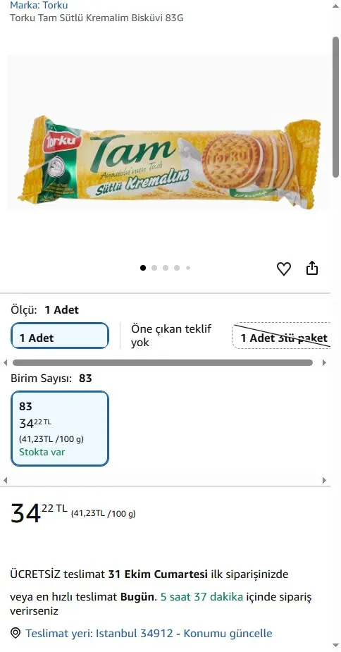 Torku Tam Sütlü Kremalim Bisküvi 83G