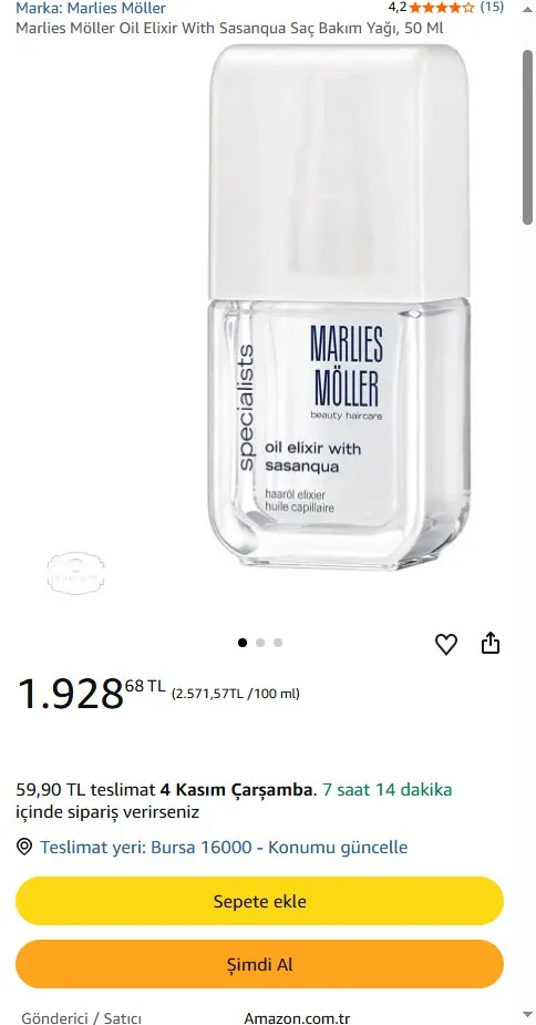 Marlies Möller Oil Elixir With Sasanqua Saç Bakım Yağı, 50 Ml