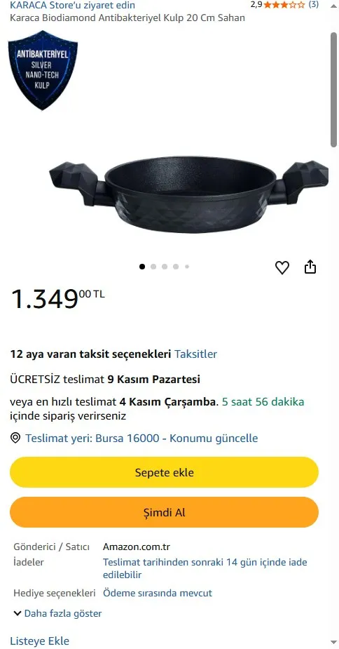 Karaca Biodiamond Antibakteriyel Kulp 20 Cm Sahan