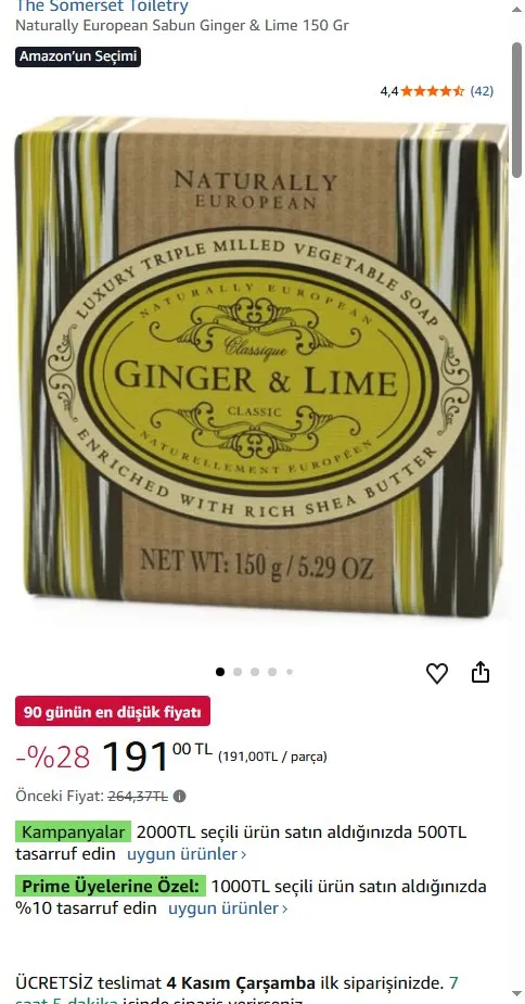 Naturally European Sabun Ginger & Lime 150 Gr