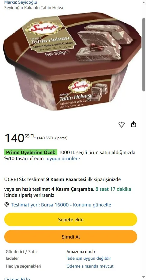 Seyidoğlu Kakaolu Tahin Helva