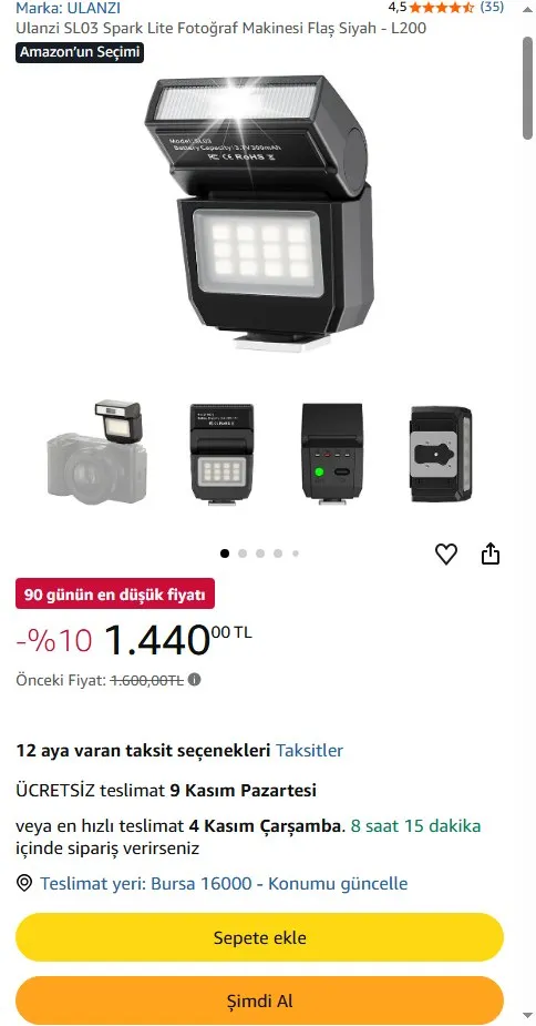 Ulanzi SL03 Spark Lite Fotoğraf Makinesi Flaş Siyah - L200
